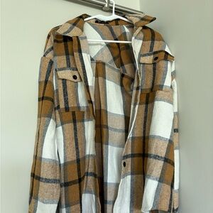 Amazon Plaid Utility Jacket - Brown, Cream & Black